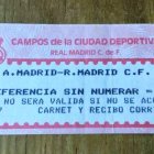 Entrada del partido de Copa del Rey que el Atlético de Madrid disputó contra el Real Madrid C en la Ciudad Deportiva.