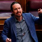 Pablo Iglesias, en su escaño de vicepresidente.