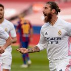 Sergio Ramos, celebrando un gol con el Real Madrid.