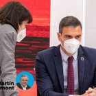 Pedro Sánchez con la presidenta del PSOE, Cristina Narbona.