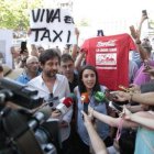 Monedero en una manifestación a favor del taxi y contra los VTC.