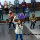 Ione Belarra en Asturias durante la campaña de las primarias de Podemos.