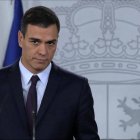 Pedro Sánchez, en una conferencia de prensa en Moncloa