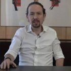 Iglesias en su vídeo electoral de este lunes en la sede de la Vicepresidencia que denuncia el PP.