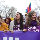 La ministra de Igualdad, Irene Montero, en la manifestación del 8M de 2020