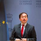 El ministro de Exteriores, este miércoles en la toma de posesión de sus nuevos altos cargos.