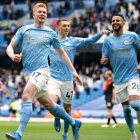 De Bruyne, celebrando uno de los goles que ha marcado esta temporada con el City de Guardiola.