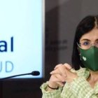 La ministra Darias, este miércoles, tras la reunión del Consejo Interterritorial de Salud.