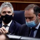 Marlaska y Ábalos en el banco azul del Congreso.