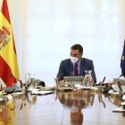 Sánchez presidiendo el Consejo de Ministros este martes.