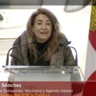 Raquel Sánchez, ministra de Transportes, durante la inauguración del AVE a Galicia