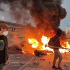 Barricada durante la huelga del metal en Cádiz