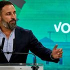 Abascal, este lunes en su rueda de prensa en la sede de Vox.