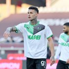 Gianluca Scamacca durante un partido con el Sassuolo esta temporada.