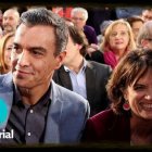 Pedro Sánchez y Dolores Delgado, en un mitin en 2019