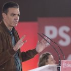 Pedro Sánchez en un mitin del PSOE