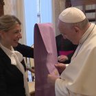 Yolanda Díaz en su visita al Papa Francisco