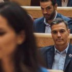 Sánchez observa a la senadora de Vox en una imagen que se ha hecho viral