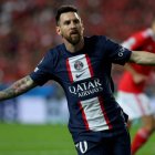 Messi, celebrando el gol que marcó el miércoles en Lisboa con el PSG.