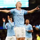 Haaland, celebrando uno de sus últimos goles con el City.