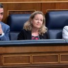 Pedro Sánchez, Nadia Calviño y Yolanda Díaz