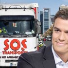 Transportistas en huelga y Pedro Sánchez