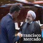 Pedro Sánchez cumplimentando al presidente de Irán.