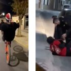 Un miembro de la banda en su bici y la detención de otro pandillero