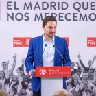 Juan Lobato, candidato del PSOE a la Comunidad de Madrid, en un reciente acto de su partido