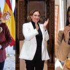 La ministra de Economía, Nadia Calviño; la alcaldesa de Barcelona, Ada Colau; y la vicealcaldesa de Madrid, Begoña Villacís.