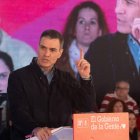 Pedro Sánchez el sábado en un mitin del PSOE en Sevilla.