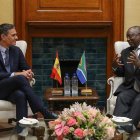 Pedro Sánchez y el presidente de Sudáfrica, este jueves.