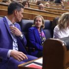 Pedro Sánchez, Nadia Calviño y Yolanda Díaz.