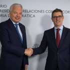 Didier Reynders y Félix Bolaños en su reunión