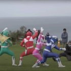 Una imagen del rodaje del capítulo especial de los Power Rangers.