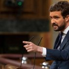 Pablo Casado, en la tribuna del Congreso de los Diputados