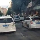 Concentración de taxis en Valencia.