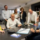 Feijóo con sus principales colaboradores en la dirección del PP, en una imagen de archivo