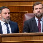 El líder de VOX, Santiago Abascal y el portavoz de VOX en el Congreso, Iván Espinosa de los Monteros.