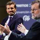 El líder del PP, Pablo Casado, y el expresidente Rajoy, intervienen en la Convención Nacional del PP