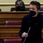 Errejón, en su escaño del Congreso.