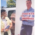 El cartel del PSOE de Galicia con el paquete de Sánchez