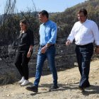 Pedro Sánchez visita un incendio en Extremadua