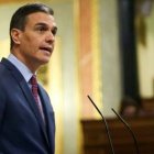 Pedro Sánchez, en la tribuna del Congreso