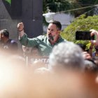 El líer de Vox, Santiago Abascal, durante un mitin celebrado durante la campaña de las elecciones del 28M