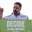 Santiago Abascal durante un mitin de Vox celebrado este martes en Gijón