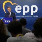 Alberto Núñez Feijóo tras participar en la Cumbre del PP Europeo en Bruselas