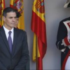 Pedro Sánchez en la tribuna de autoridades de plaza de Neptuno