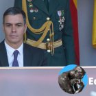 El presidente en funciones durante la parada militar del 12-O