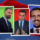 Pedro Sánchez, entre Abascal y Casado